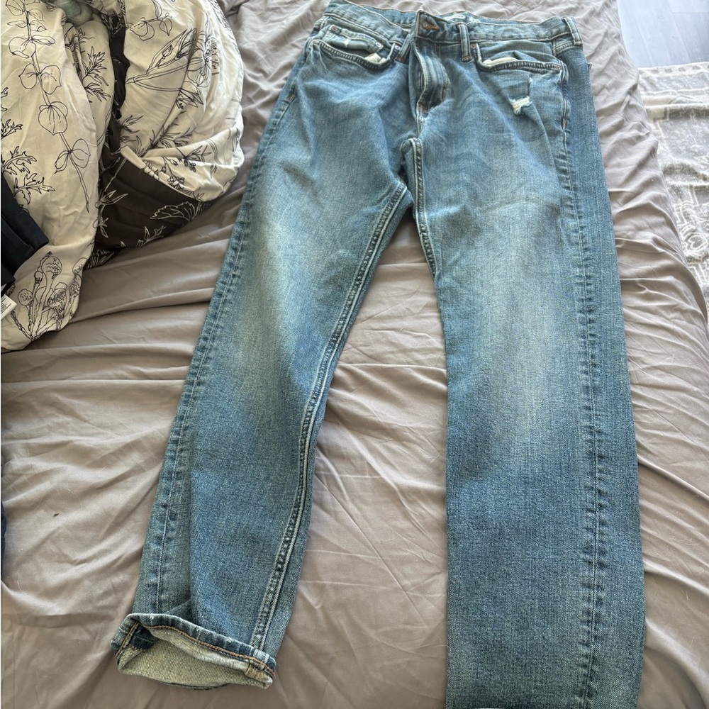 Old Navy Blue Straight Jeans with Vintage Faded Look